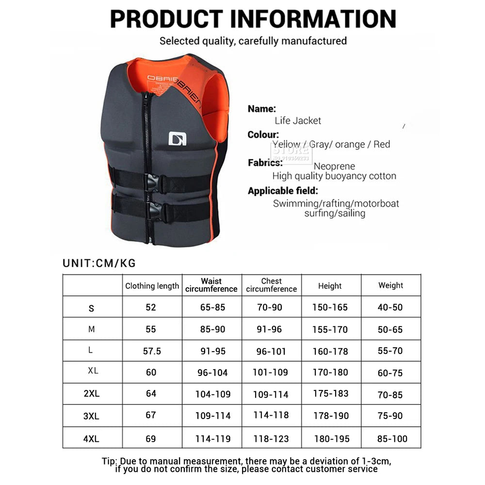 Kayak Life Vest Adults Surf Life Jacket  Ski Motorboats Wakeboard Raft For Boats Fishing Vest Swimming Drifting Vest Rescue