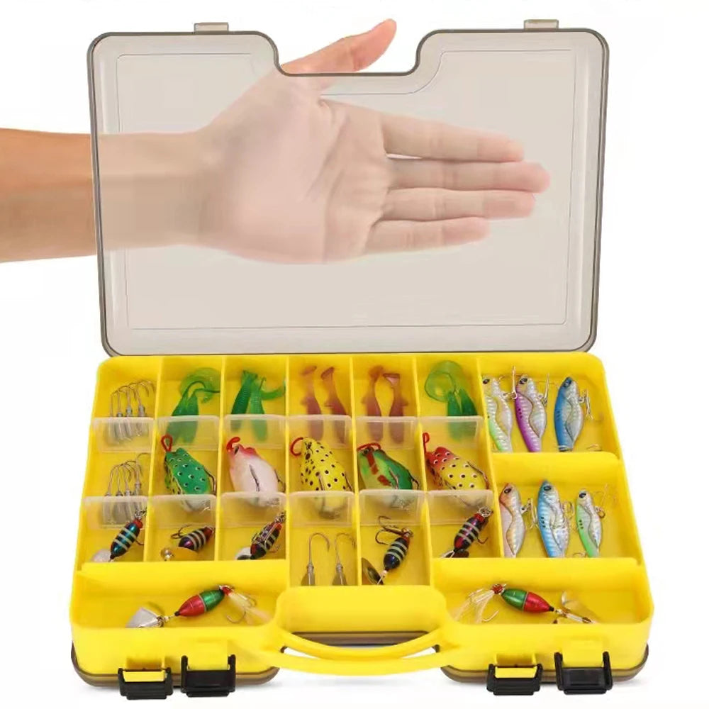 Large Fishing Tackle Boxes Double Layer Bait Container Portable Lure Storage Baffle Multi Compartments Case Suitcase Tool Box